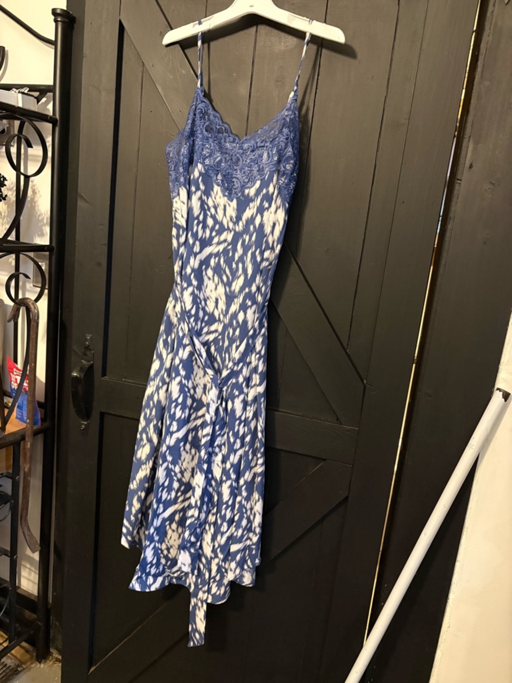 white birch Blue and White Tie-Dye Lace-Trim High-Low Dress - Picture 4 of 5